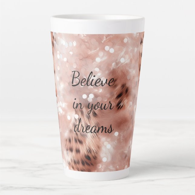 Tasse Latte Stylish Rose rose rose or Leopard Glitz (Devant)