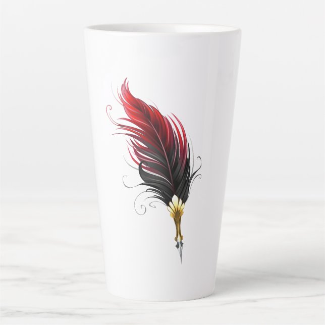 Tasse Latte Stylo rouge en plumes avec nib or (Devant)