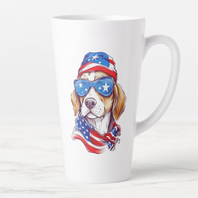 Tasse Latte Sublimation de chien du 4 juillet-66361 (Droite)
