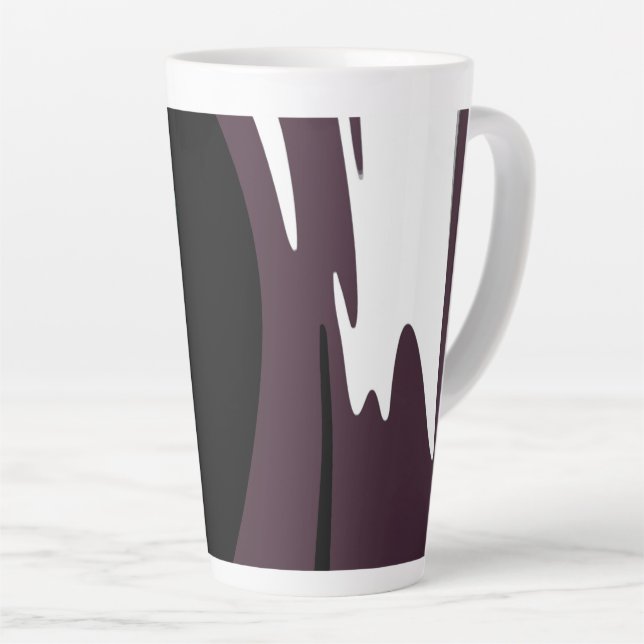 Tasse Latte Submersion : Noir Abstrait, Blanc, Violet & Vert (Angle droit)