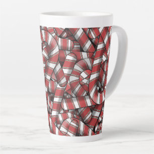 Tasse Latte Sucres de canne Abstraits à rayures rouges tordues