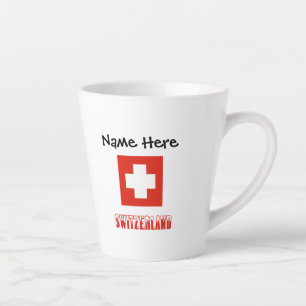 Tasse Latte Suisse Drapeau Suisse Noir Personnalisation
