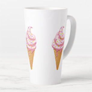 Tasse Latte sundae fraise en cône gaufre avec garniture