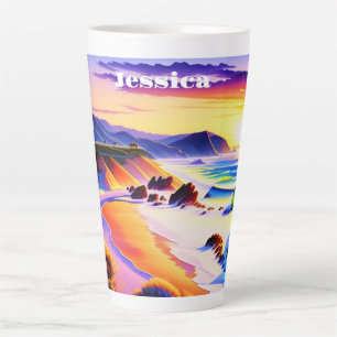 Tasse Latte Sunset Coastline de Californie Personnalisé