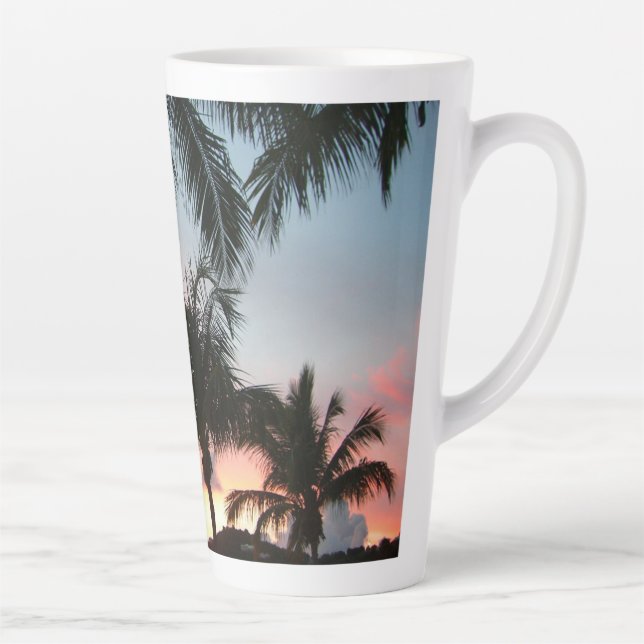 Tasse Latte Sunset Palms Tropical Paysage Photographie (Droite)
