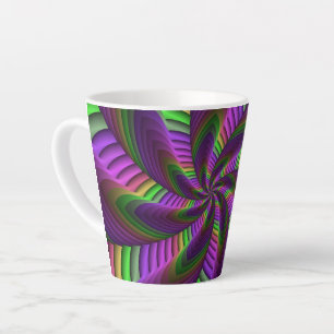 Tasse Latte Super Énergétique coloré Neon Motif fractal