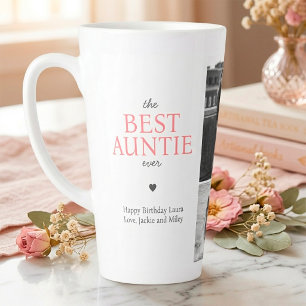 Tasse Latte Super Tante Personnalisée Collage Photo