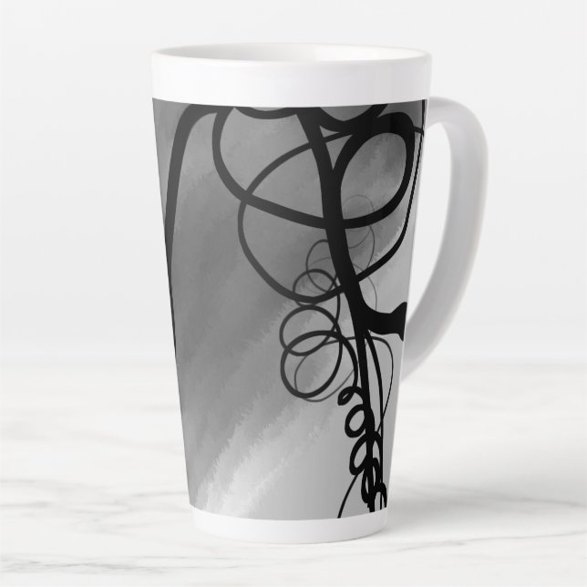 Tasse Latte Sur la grille : gris Abstrait, noir et blanc (Angle droit)