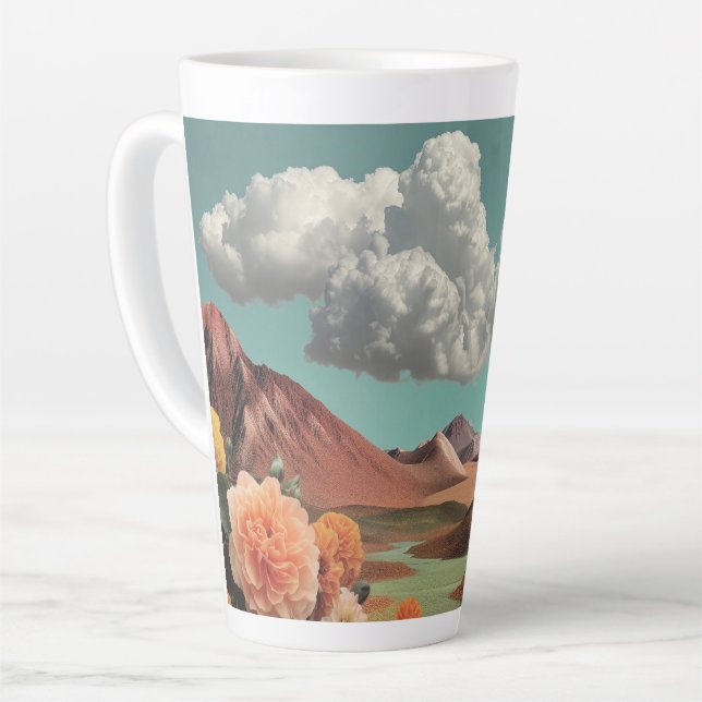 Tasse Latte Surreal Floral Mountainscape With Dramatic Clouds (Angle gauche)