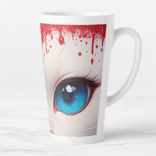 Tasse Latte Surrealiste Mignons Grands Yeux Bleus