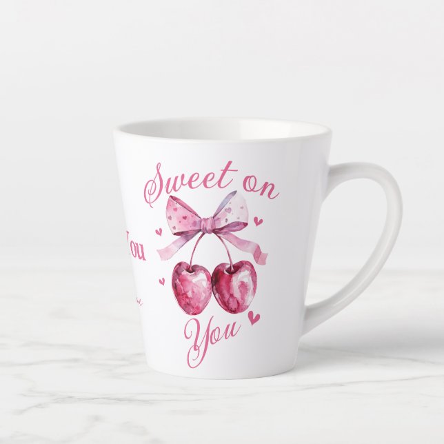 Tasse Latte Sweet on You" Personnalisable Cerisier à thème (Droite)