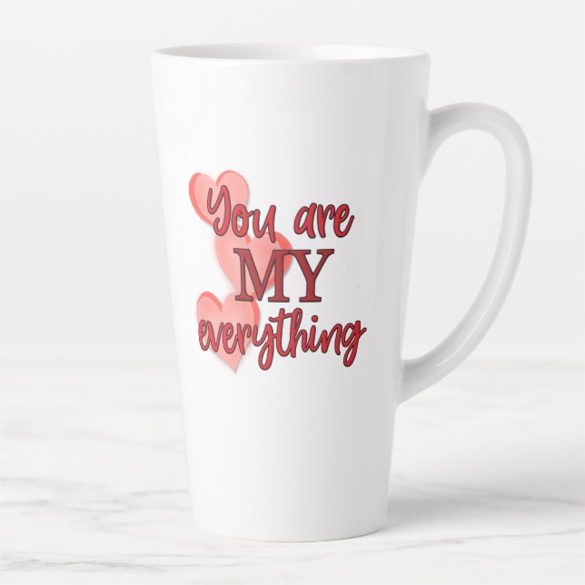 Tasse Latte Sweet Romantic, "You are My Everything" Coeurs (Droite)
