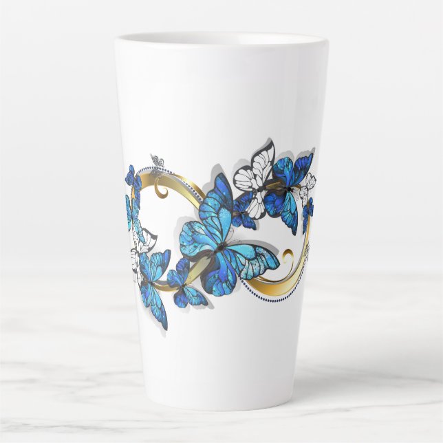 Tasse Latte Symbol Infinity of Blue Morpho Butterflies (Devant)