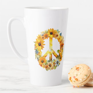 Tasse Latte SYMBOLE DE PAIX DE Tournesol Hippy