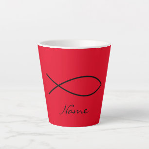 Tasse Latte Symbole de poisson chrétien Ichthys Thunder_Cove