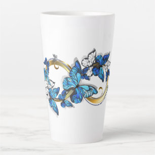 Tasse Latte Symbole infini de papillons Morpho bleus
