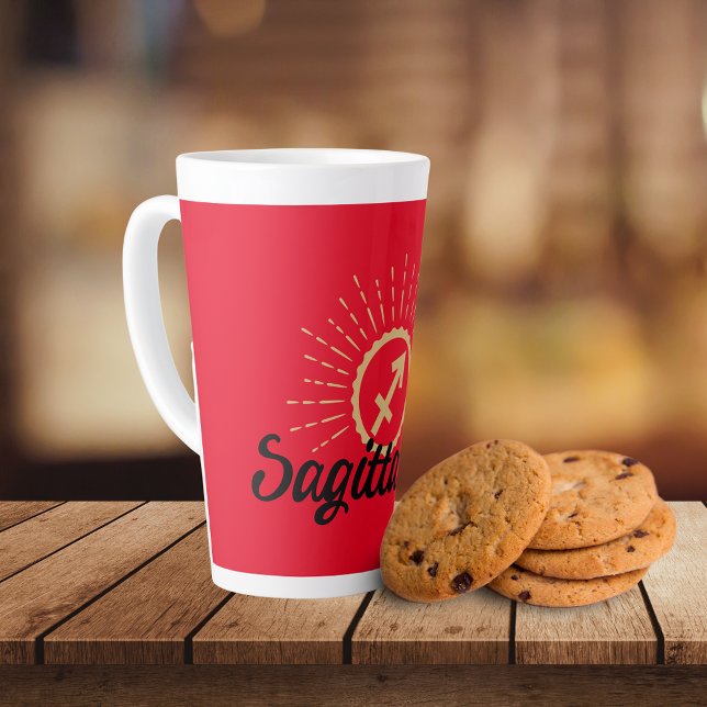 Tasse Latte Symbole Sagittarius Starburst Rouge (Créateur téléchargé)