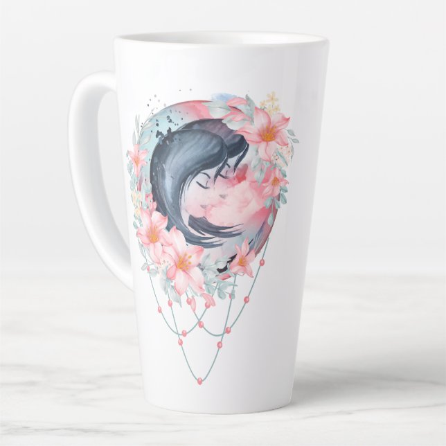 Tasse Latte SYMBOLE Zodiaque d'astrologie aquarelle | Monogram (Angle gauche)