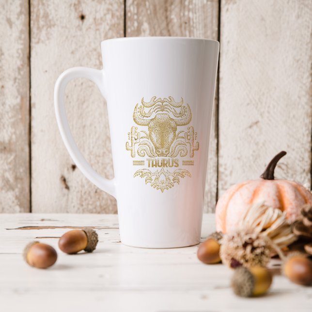 Tasse Latte SYMBOLE Zodiaque du Taurus d'or | Monogramme (Créateur téléchargé)