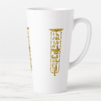Tasse Latte Symboles Anciens Égyptiens Dorés – Hierog Luxueux
