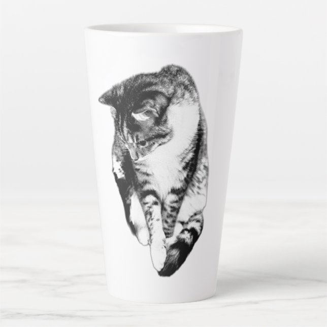 Tasse Latte Tabby Cat Monochrome Musique (Devant)