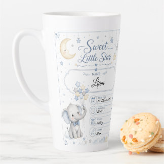 Tasse Latte Tableau de naissance de bébé personnalisable avec