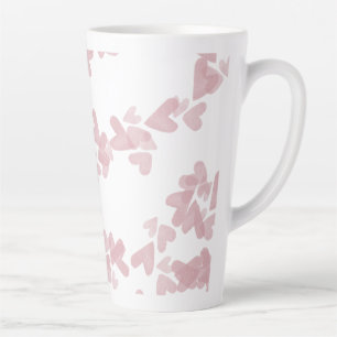 Tasse Latte Tampons flottants à coeurs aquarelle rose 