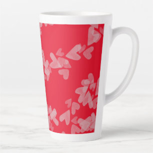 Tasse Latte Tampons flottants à coeurs aquarelle rose rouge