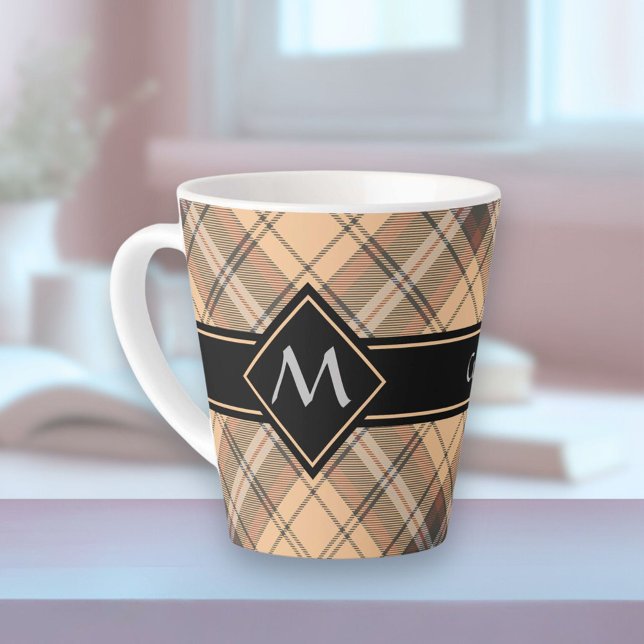 Tasse Latte Tartan beige et Brown (Créateur téléchargé)