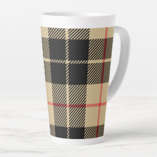 Tasse Latte Tartan écossais À damiers Motif plaid en noir