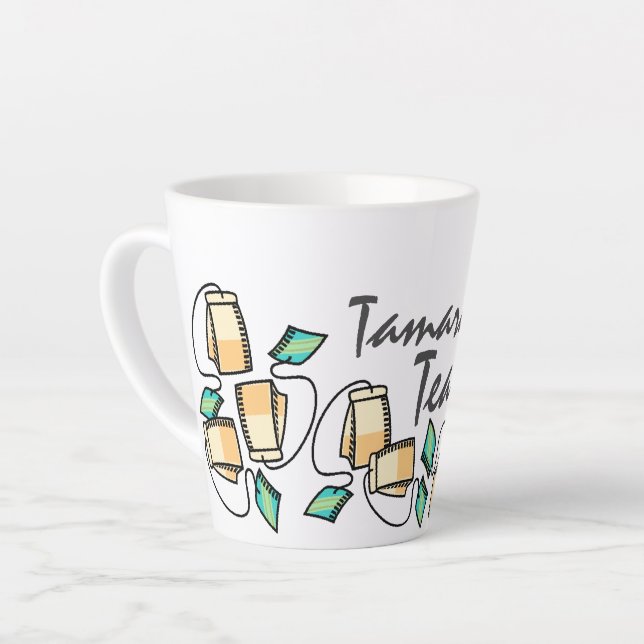 Tasse Latte Tea Time Teabags Personnaliser votre nom (Angle gauche)