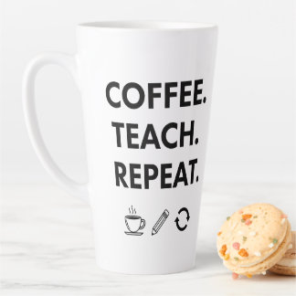 Tasse Latte Teach Repeat - Professeur minimaliste