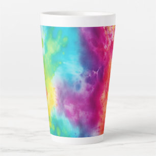 Tasse Latte Teinture à cravate arc-en-ciel de néon acide