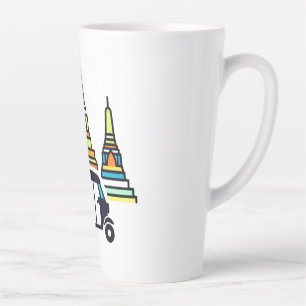 Tasse Latte Temples thaïlandais et tuk tuks