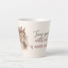 Tasse Latte Temps passé avec chats mignon Chat Aquarelle Desig