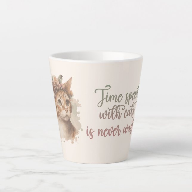 Tasse Latte Temps passé avec chats mignon Chat Aquarelle Desig (Devant)