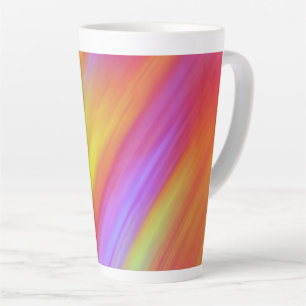 Tasse Latte Tendance Néon Rouge Rose Jaune Abstrait