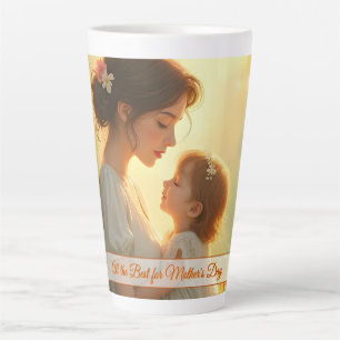 Tasse Latte Tendre Amour Maternel dans une Lumière Fleurie