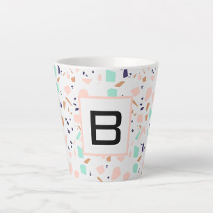 Tasse Latte Terrazzo blanc rousse menthe monogramme initial