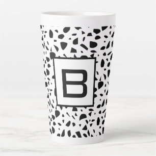 Tasse Latte Terrazzo noir blanc motif monogramme initial
