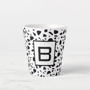 Tasse Latte Terrazzo noir blanc motif monogramme initial
