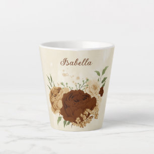 Tasse Latte terre cuite ton floral terreux 