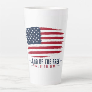 Tasse Latte Terre de libres, demeure des braves, USA patriotiq