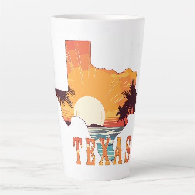 Tasse Latte Texas State Outline Beach Sunset (Devant)