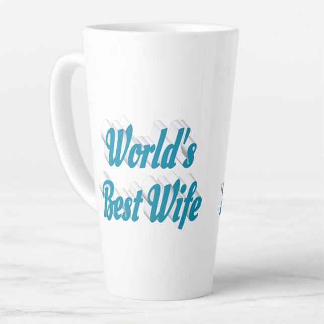 Tasse Latte Texte bleu ciel de la femme (Angle gauche)