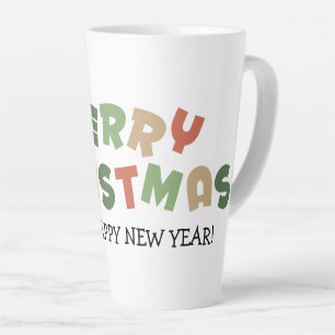 Tasse Latte Texte coloré joyeux Noël heureux nouvelle année