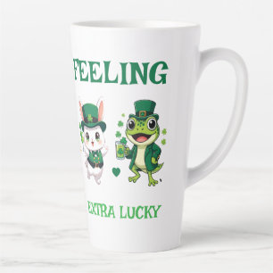 Tasse Latte Texte personnalisé Grenouille et Lapin de la Saint