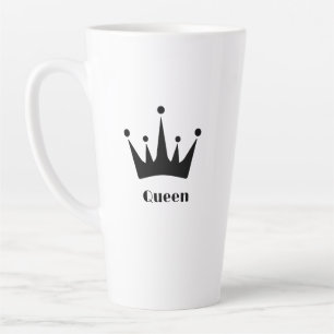 Tasse Latte Texte personnalisé Reine Image de couronne de coul
