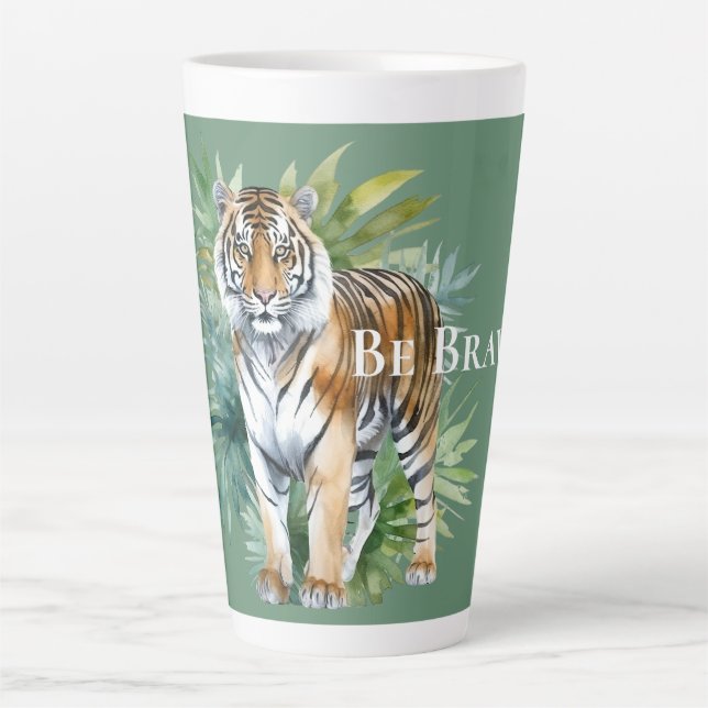 Tasse Latte Tigre avec Feuille (Devant)