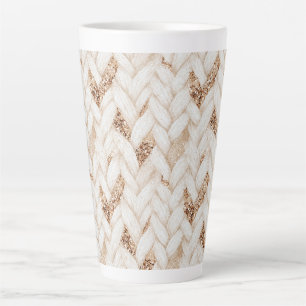Tasse Latte Tissu Faux Tissé Blanc Paillettes Dorées